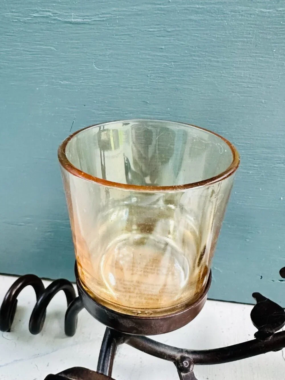 Vintage Pier 1 Metal Bird Candle Holder Triple Votive Centerpiece Wrought Iron